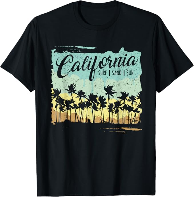 California - Surfing Beach Summer Vintage T-Shirt