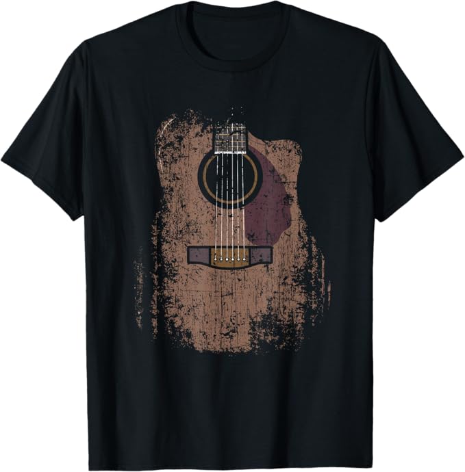 Distressed Acoustic Guitar Music T-shirt