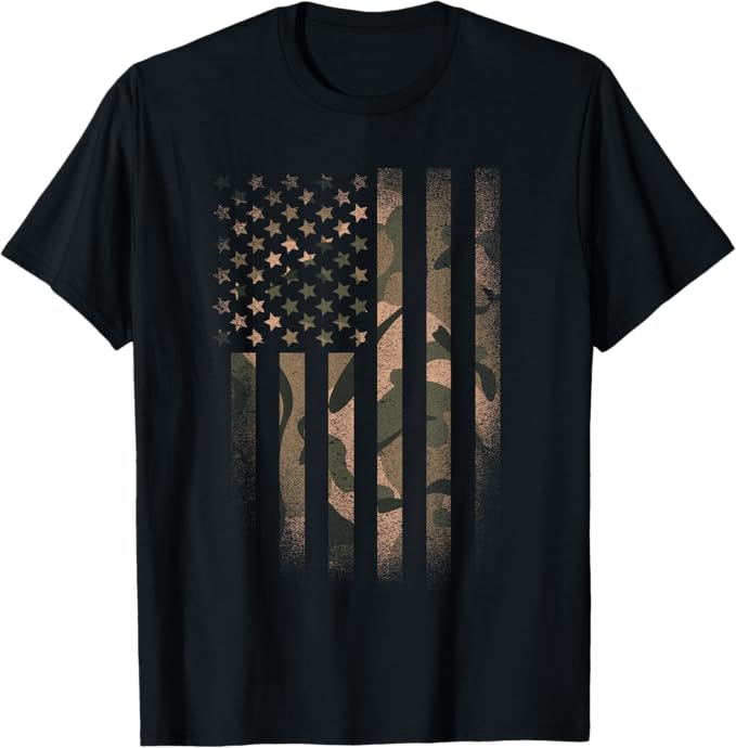Camo American Flag Usa Military Tactical Camouflage Desert T-Shirt