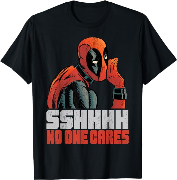 Marvel Deadpool - SSHHHH No One Cares Whisper T-Shirt